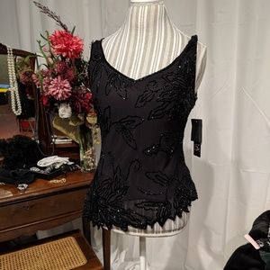 Jkara beaded blouse sze m black nwt